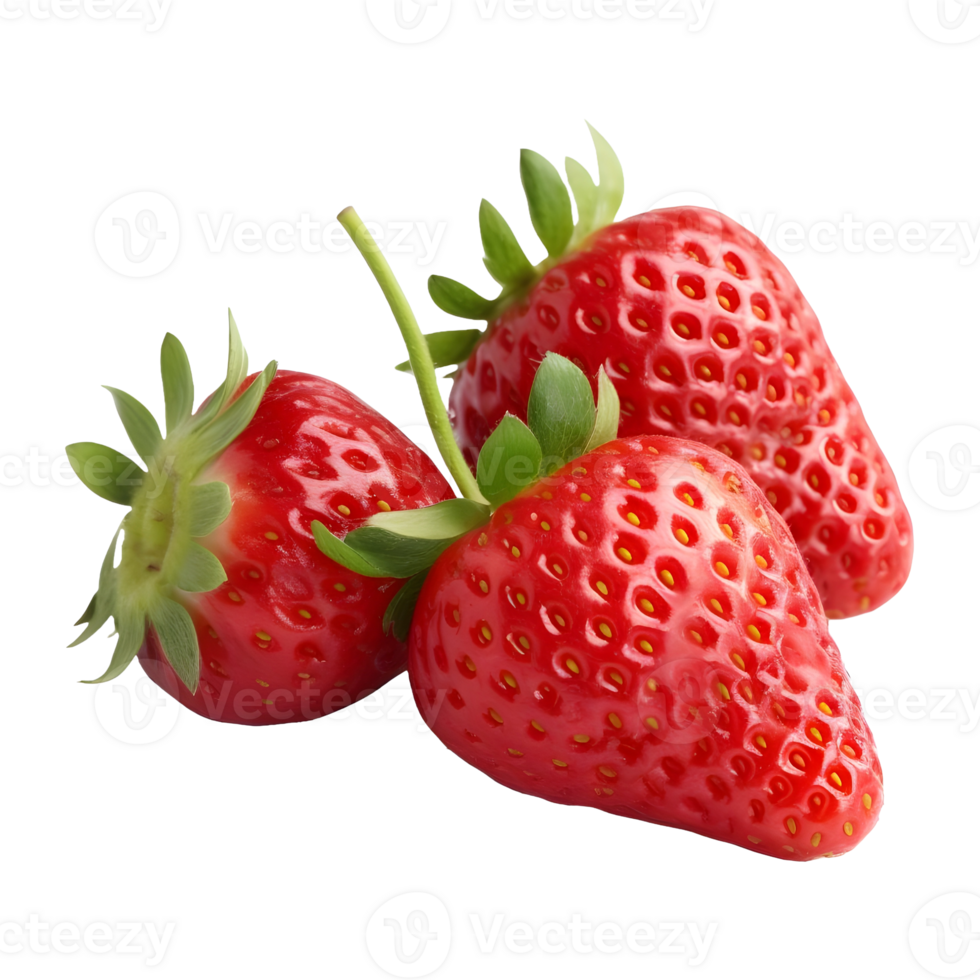 AI generated Strawberries With Leaves on Transparent background - Ai Generated png