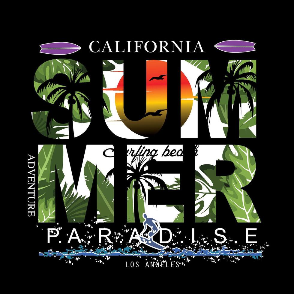 Summer Paradise typography t shirt design vector