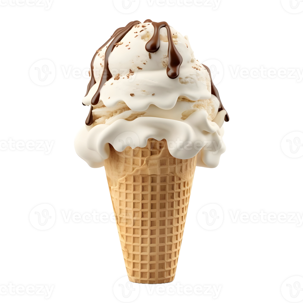 AI generated 3D Rendering of a Ice Cream Cone on Transparent Background - Ai Generated png