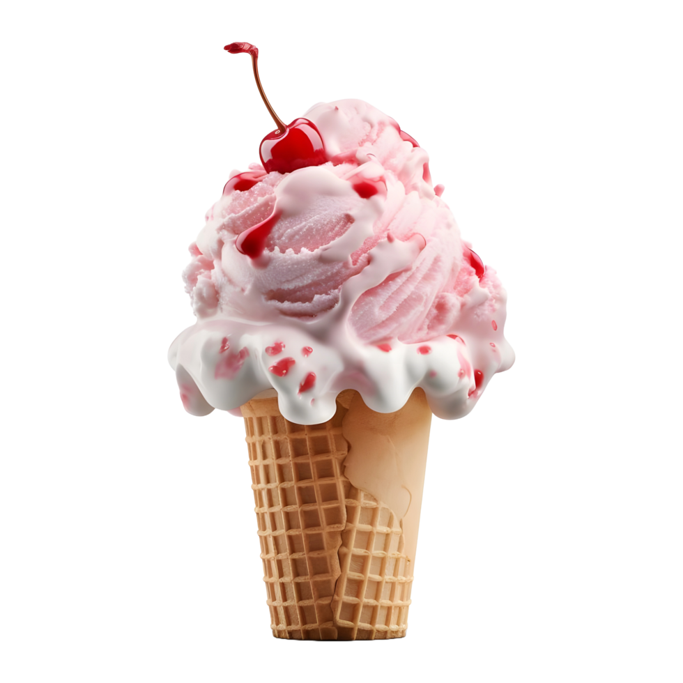 AI generated 3D Rendering of a Ice Cream Cone on Transparent Background - Ai Generated png