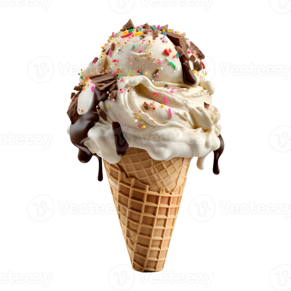 AI generated 3D Rendering of a Ice Cream Cone on Transparent Background - Ai Generated png
