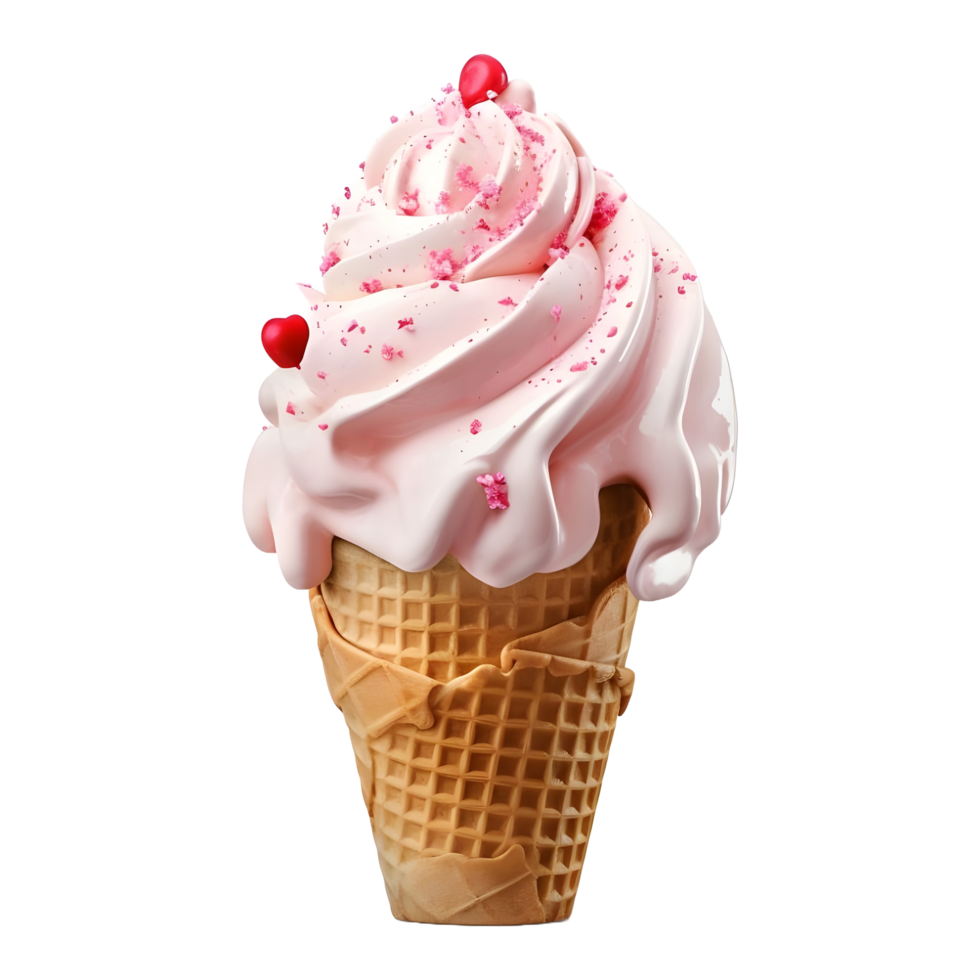 3D Rendering of a Ice Cream Cone on Transparent Background - Ai Generated png