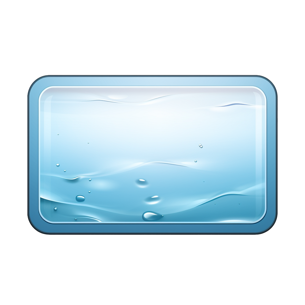 AI generated Rectangle button with water texture png isolated on transparent background