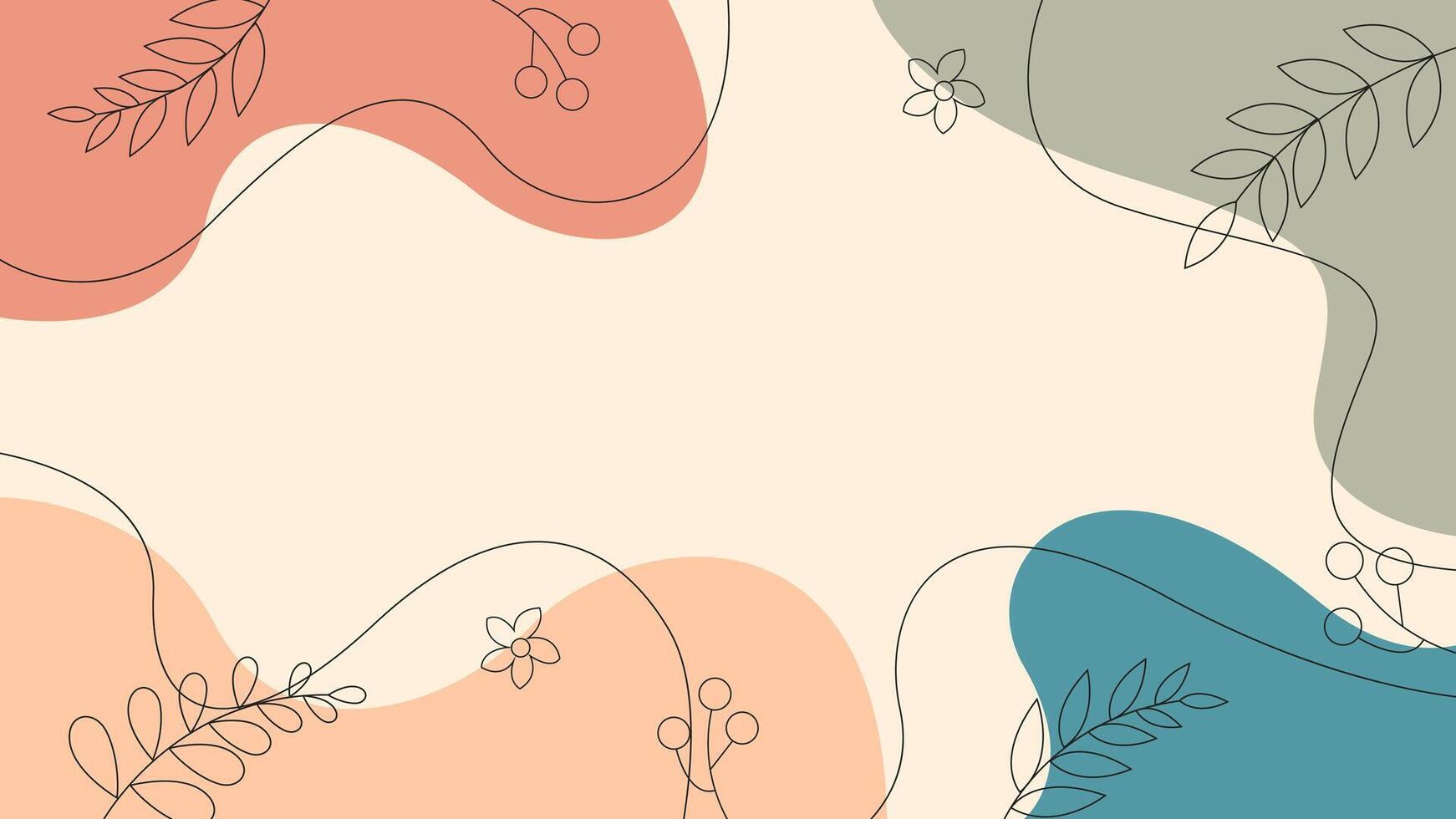 Minimalist floral abstract background. Contemporary collage with organic shapes and lines in pastel colors. Vector Illustration for covers, banners, posters, templates, and others