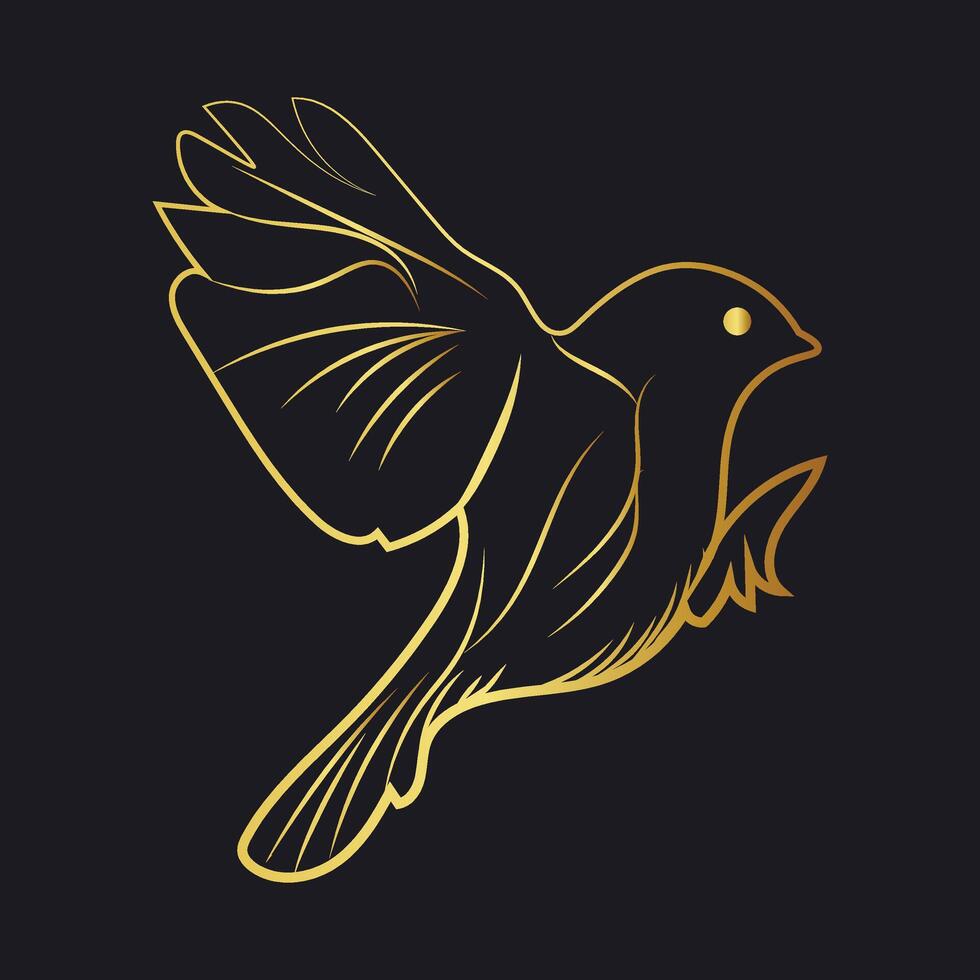 Golden dove bird line art . vector