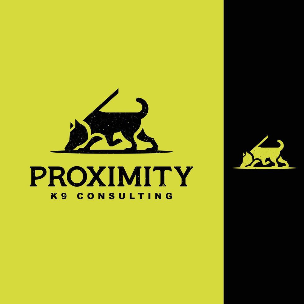 K9 dog training silhouette modern minimalis strong for training logo concept vector