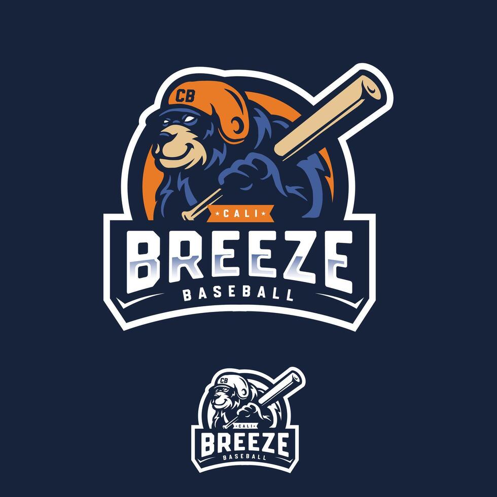 Bear mascot logo design with modern illustration concept style for badge, emblem and t shirt printing. Baseball bear vector illustration for sport team