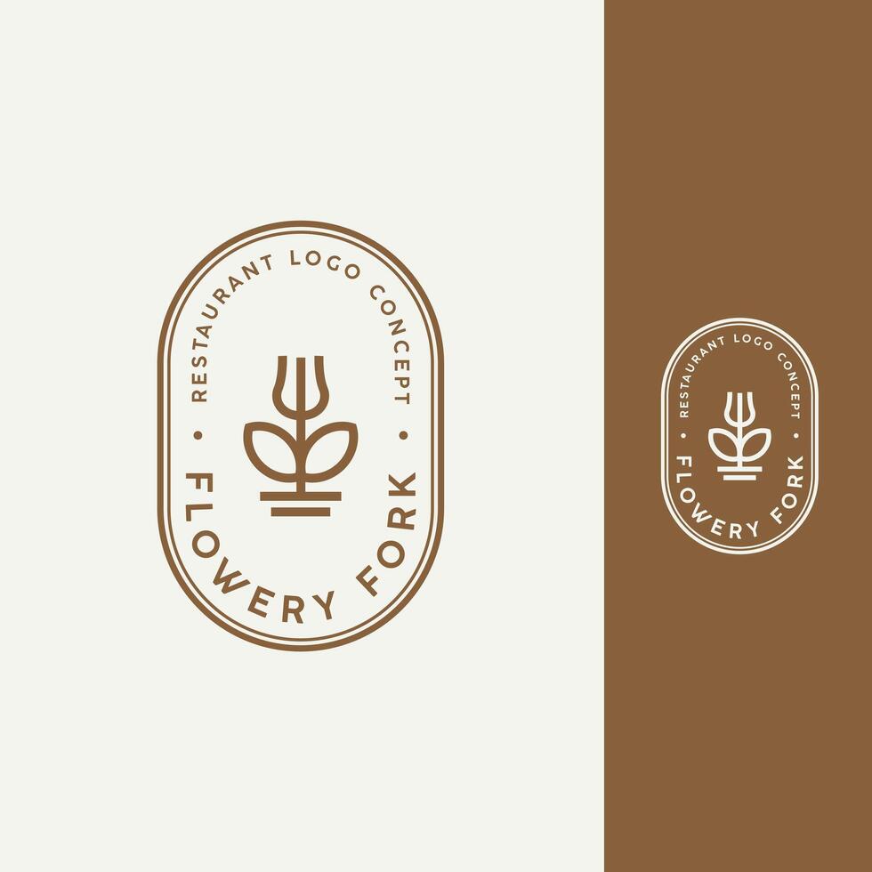 Flower fork natural healthy vintage flat design logo minimallist vector