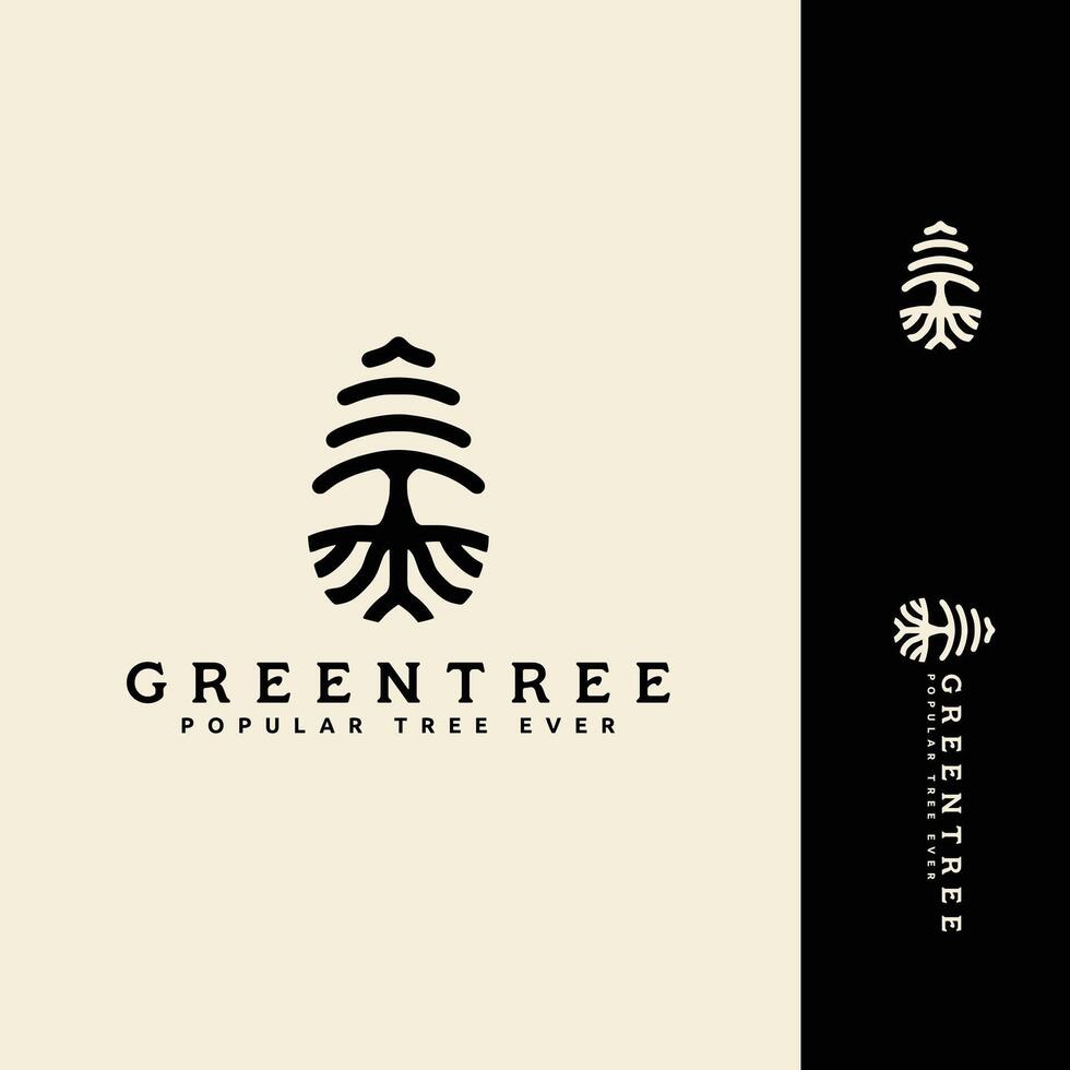 cedro pinos árbol madera bosque logo diseño vector línea