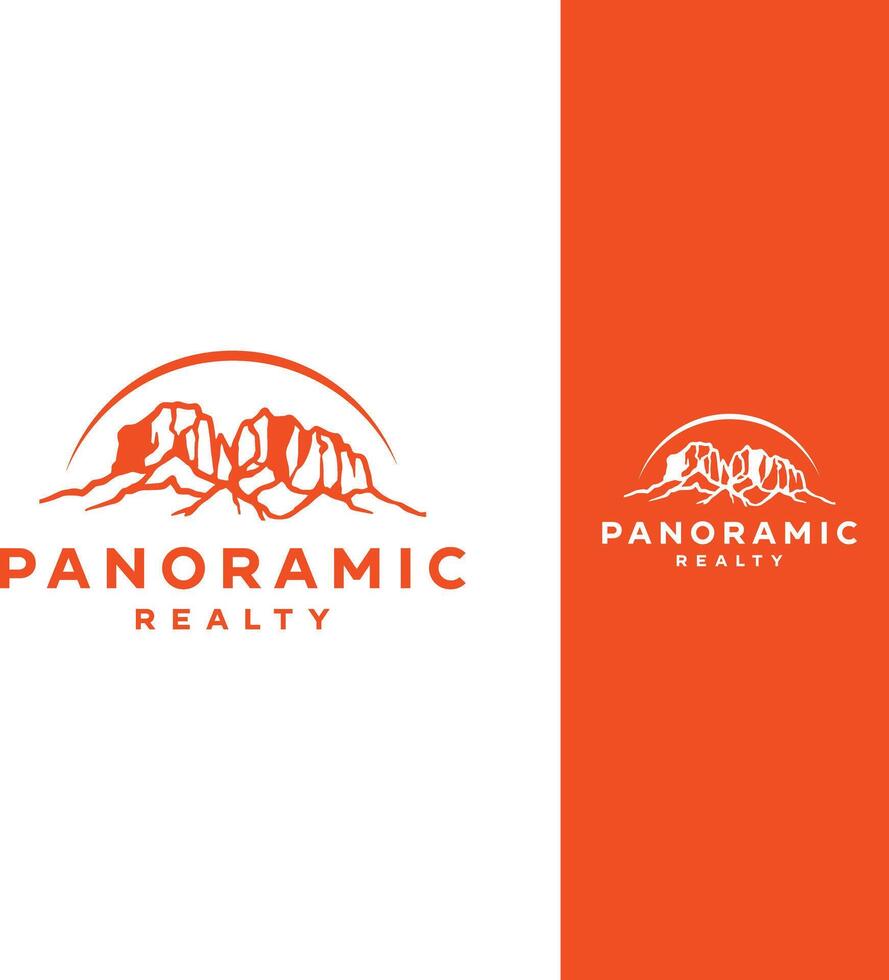 logo diseño vector amplio panorama de un Roca Desierto a amanecer en calina de suave luz de sol, montaña paisaje de Spitzkoppe sierras, Namibia. viaje a fauna silvestre de África,