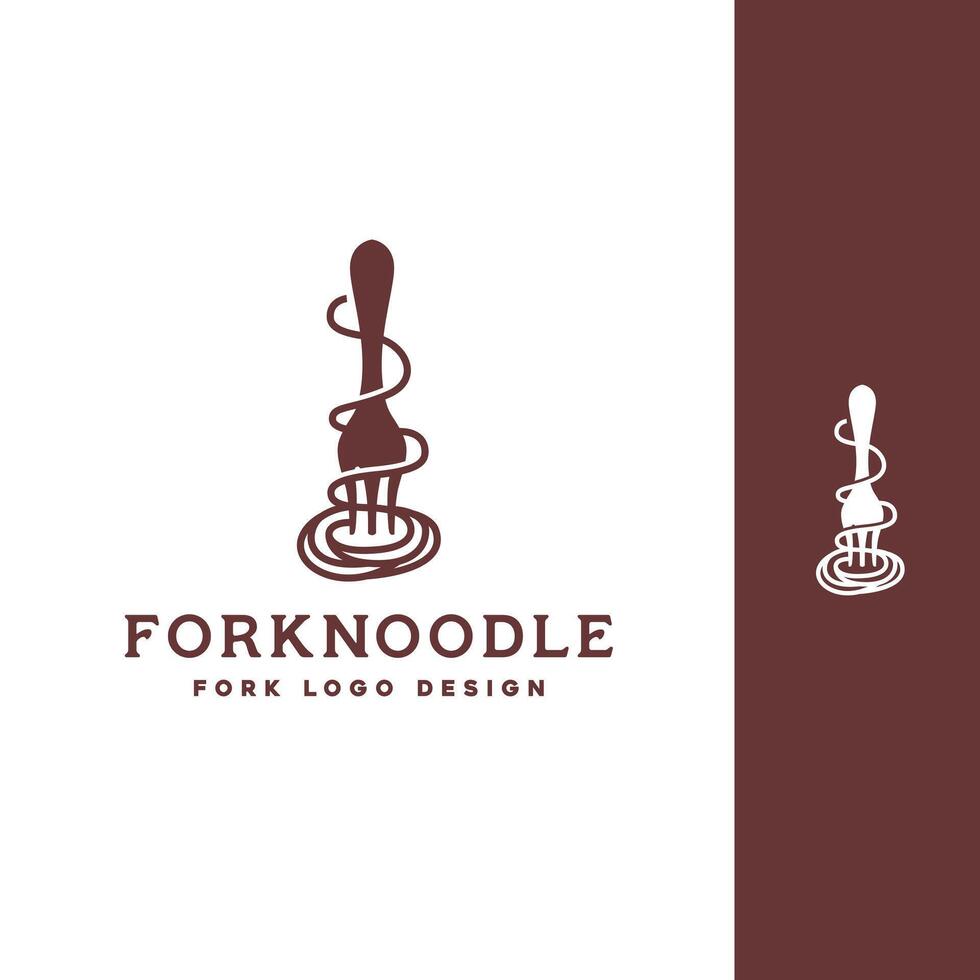 tenedor fideos restaurante Clásico diseño logo plano minimalista vector