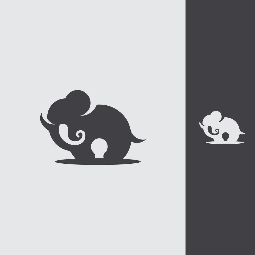 cute elephant silhouette logo design vector template