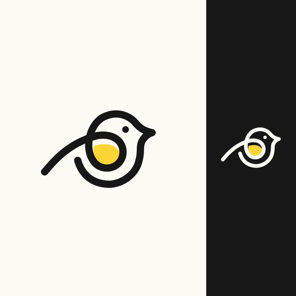 modern simple monoline bird logo design vector template