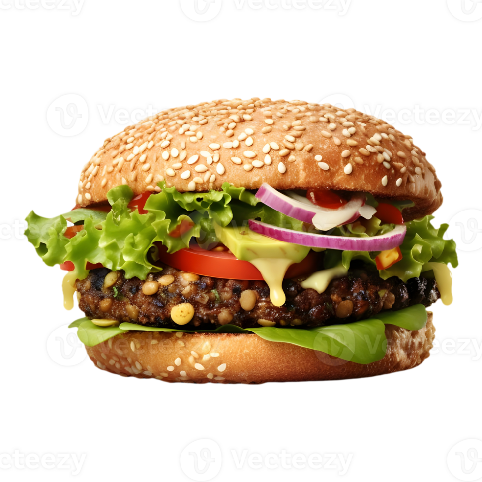 AI generated Crispy Burger on Transparent background - Ai Generated png
