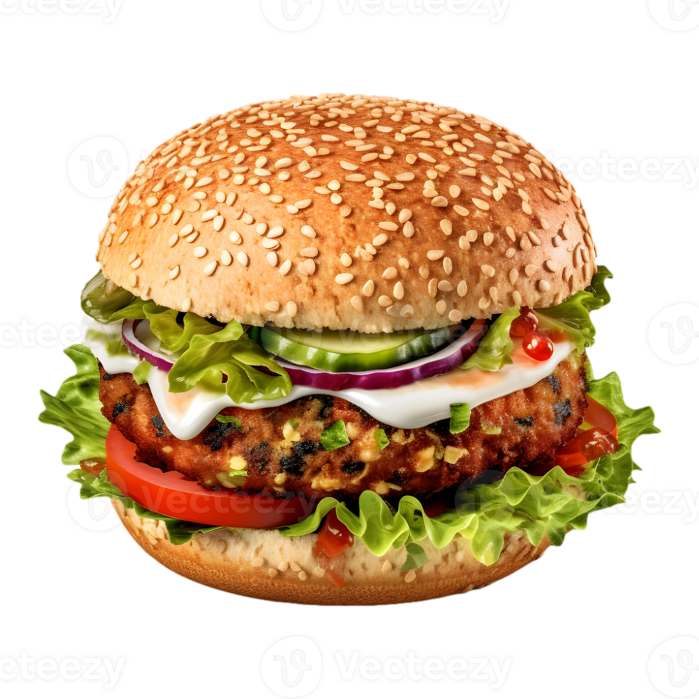 AI generated Crispy Burger on Transparent background - Ai Generated png