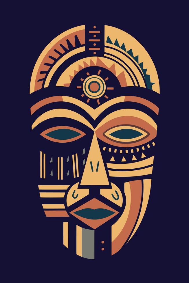 African tribal mask wall art vector illustration, tribal masks for frame art