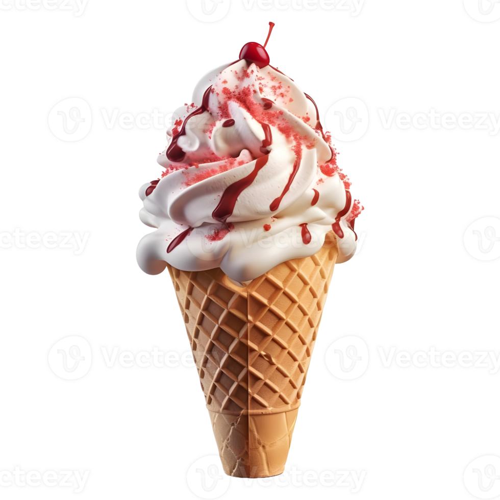 AI generated 3D Rendering of a Ice Cream Cone on Transparent Background - Ai Generated png