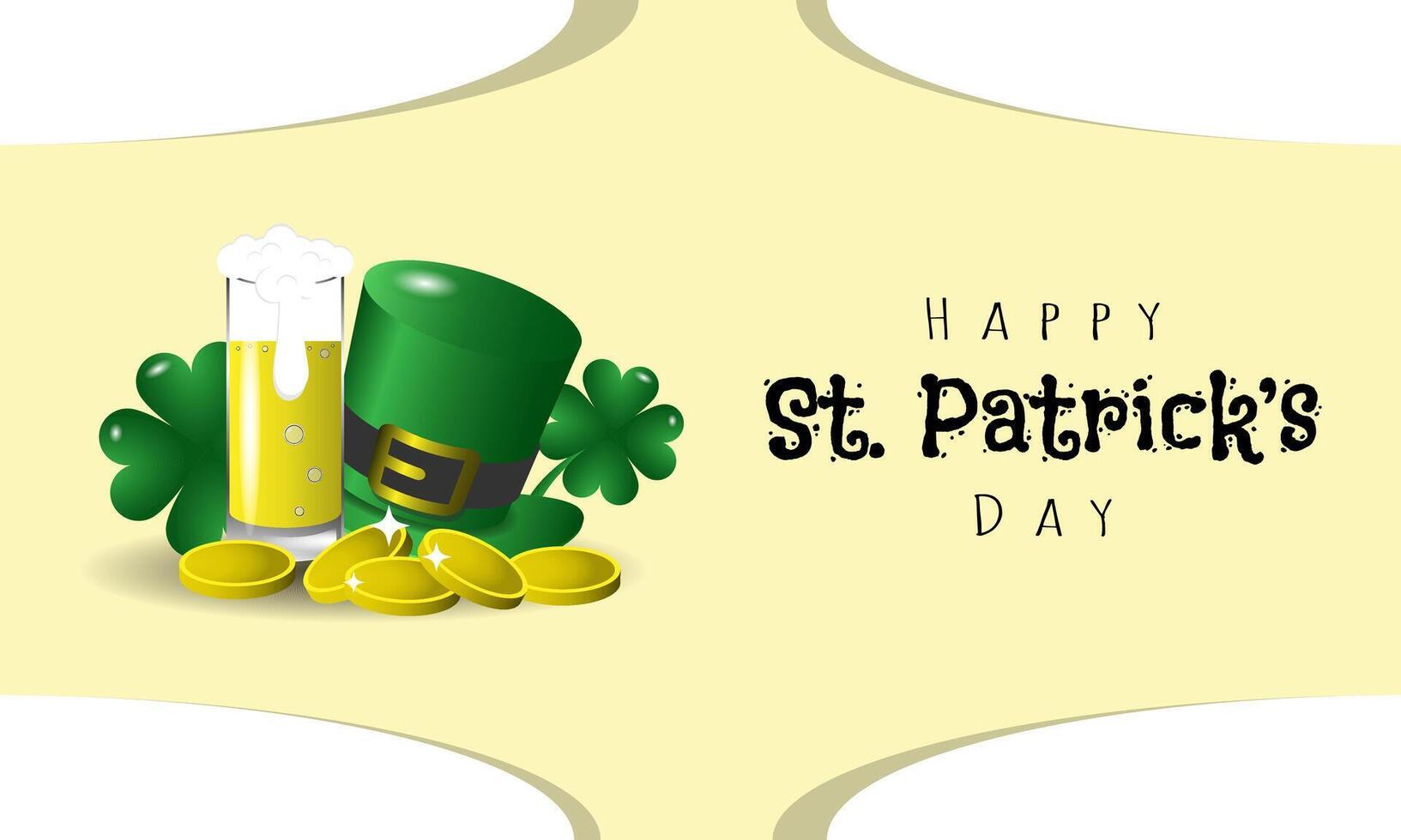 Happy St. Patrick's Day poster with hat and beer vector