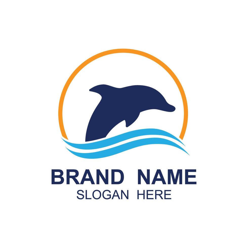 Dolphin logo vector with jumping position .This logo is suitable for travel company, diving or water adventure.