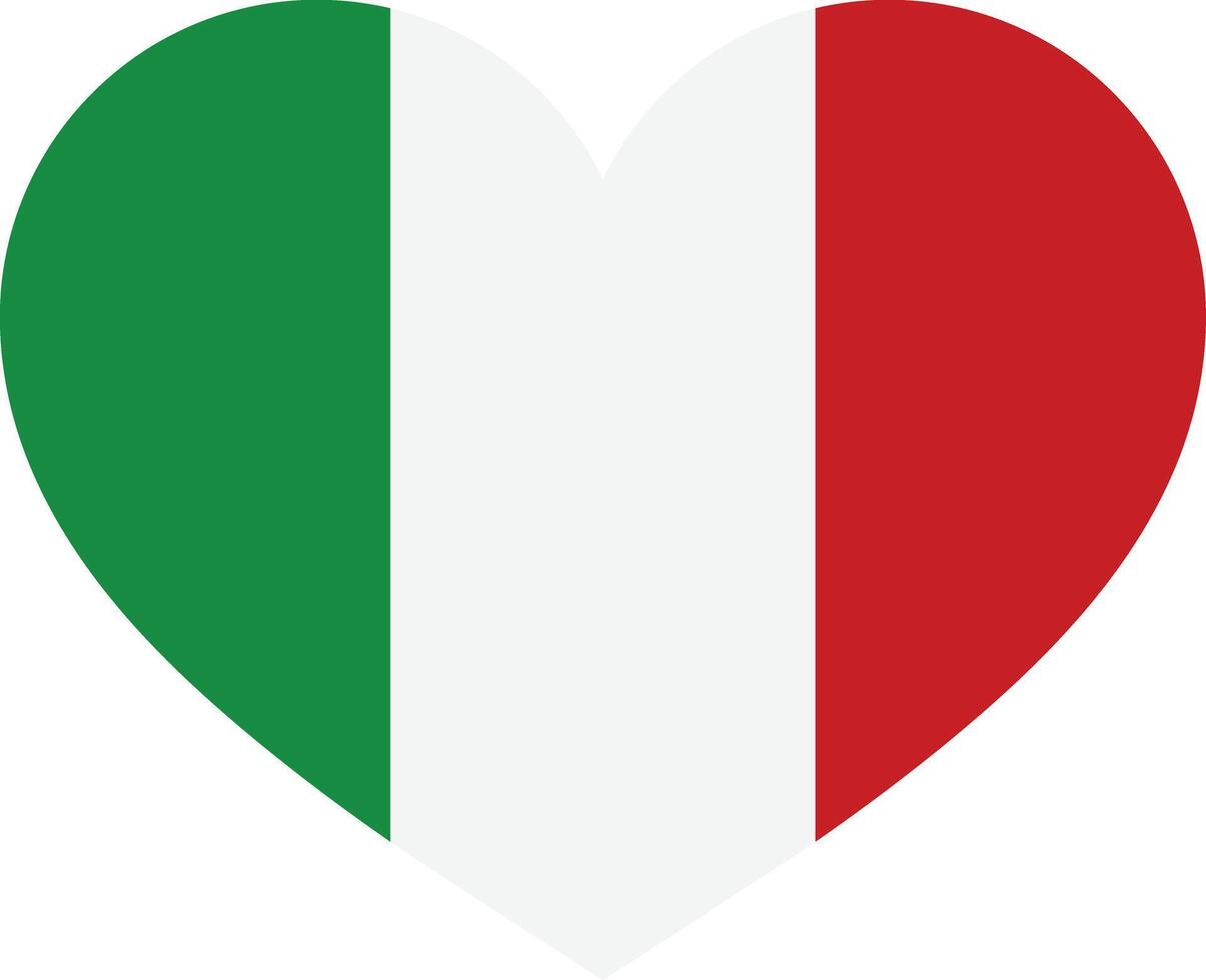 Italian heart icon . Italian flag heart icon vector . Italy flag in heart