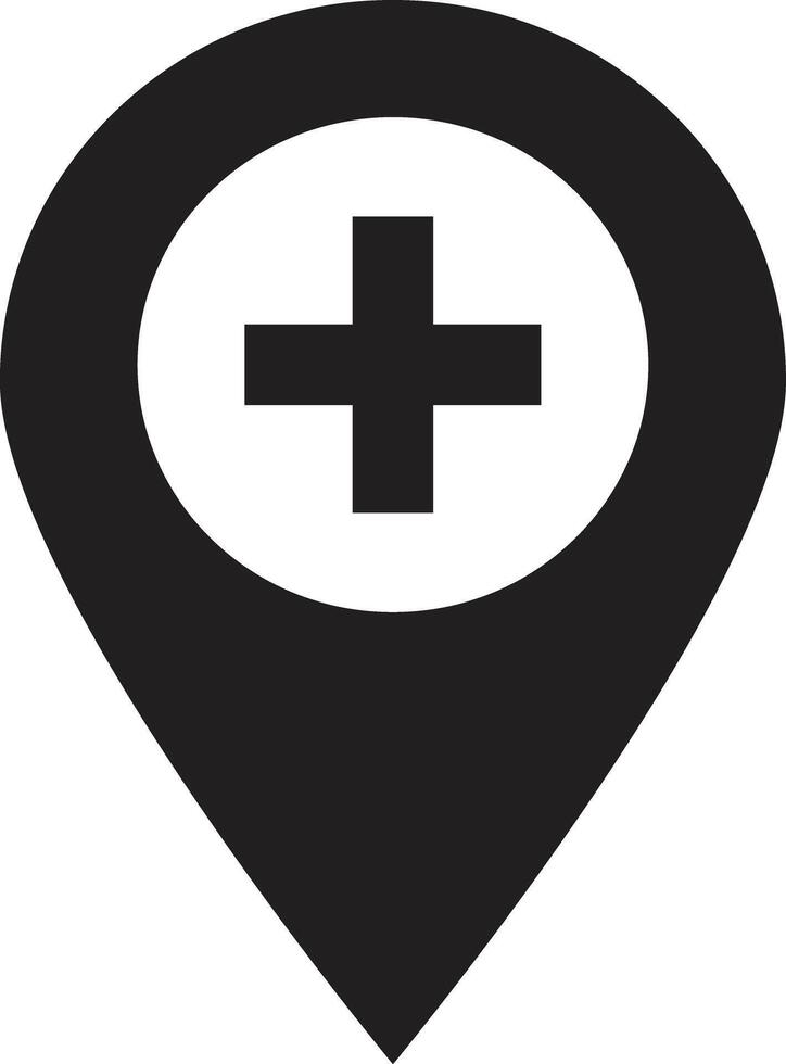 Map pointer with hospital icon . Hospital location map pointer icon vector