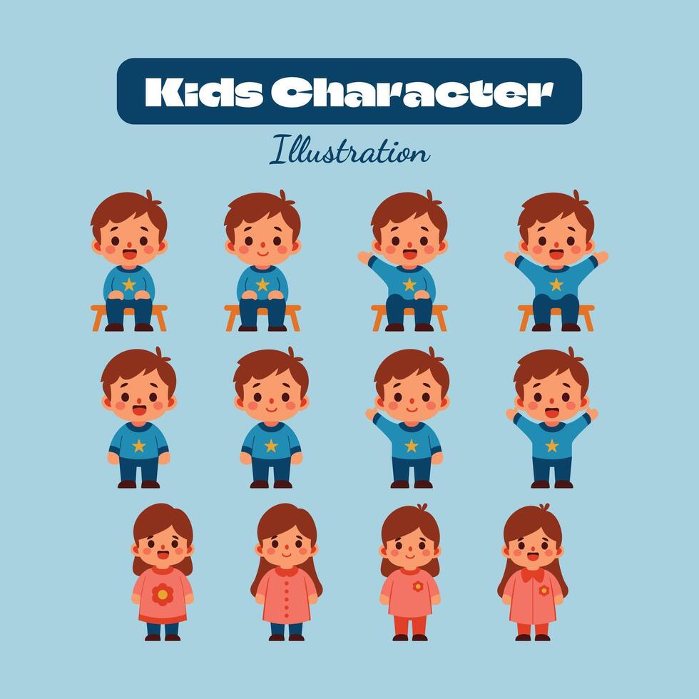 Smart Kids Character Illustration vector