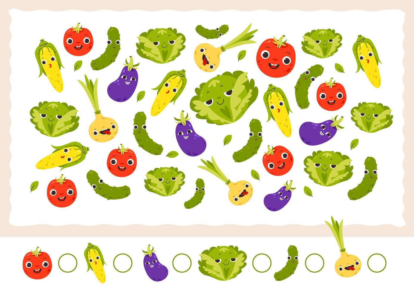 Count how many vegetables. Counting game for kids. Educational a mathematical game. Flat vector illustration.