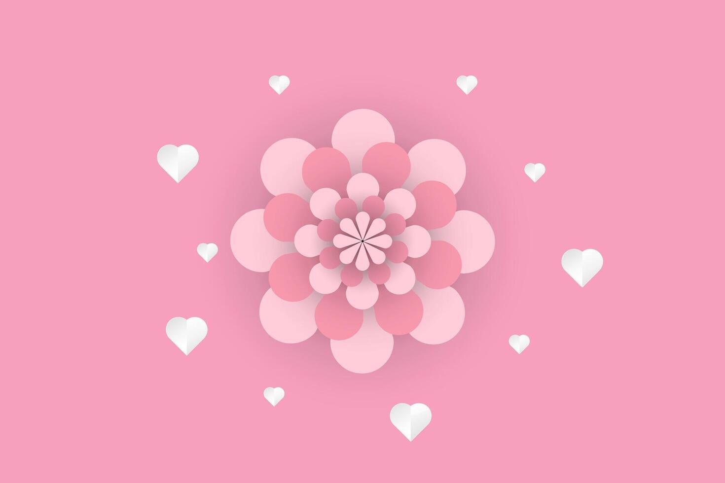 corazones y flores en papel cortes para De las mujeres día en 8vo de marzo bandera. rosado internacional De las mujeres día concepto para pancartas, telarañas, telones de fondo, letras, tarjeta postal vector