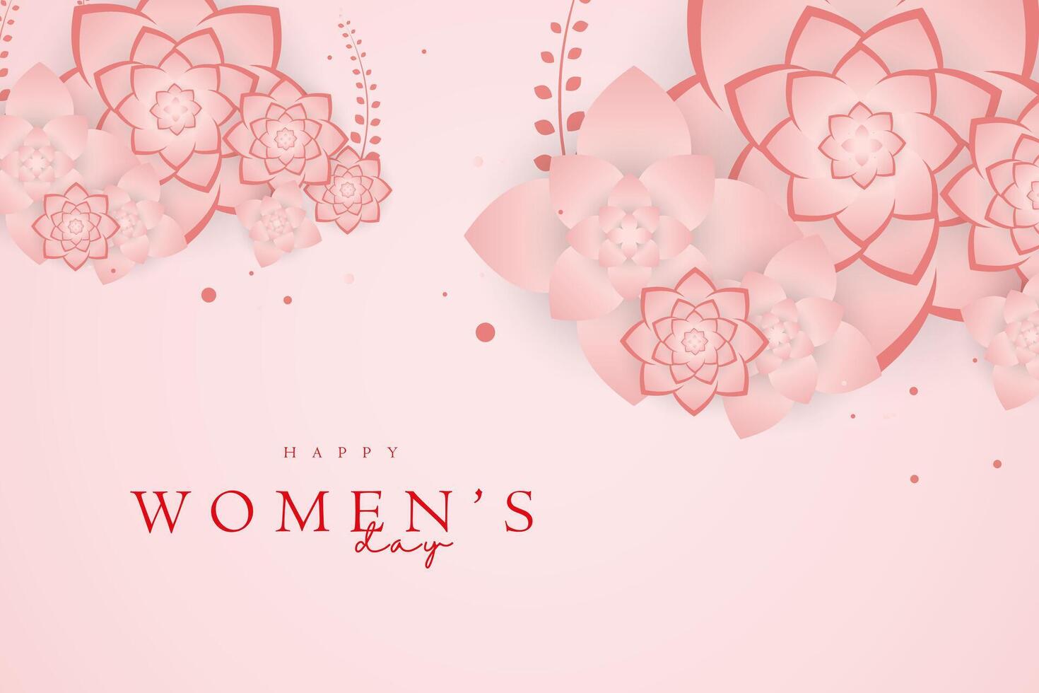 pink flower for International women's day floral decorations on gradient pink background used in Greeting card on pastel pink color with text vector