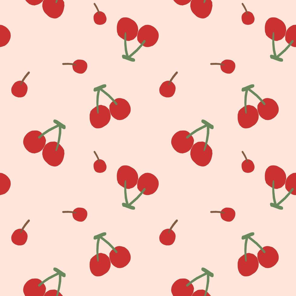 red cherry seamless pattern. watercolor style Pattern for textiles, wrapping paper, wallpapers, backgrounds vector