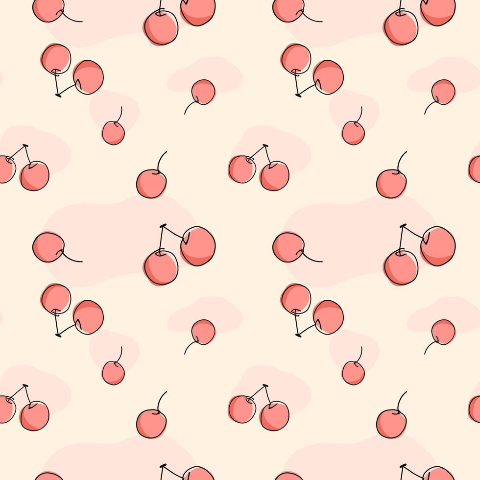 Cereza sin costura compañero. modelo para textiles, envase papel, fondos de pantalla, antecedentes vector