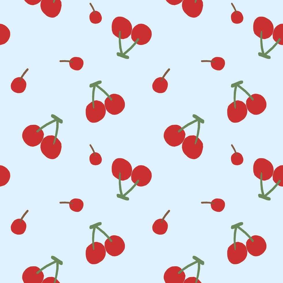 red cherry seamless pattern. watercolor style Pattern for textiles, wrapping paper, wallpapers, backgrounds vector