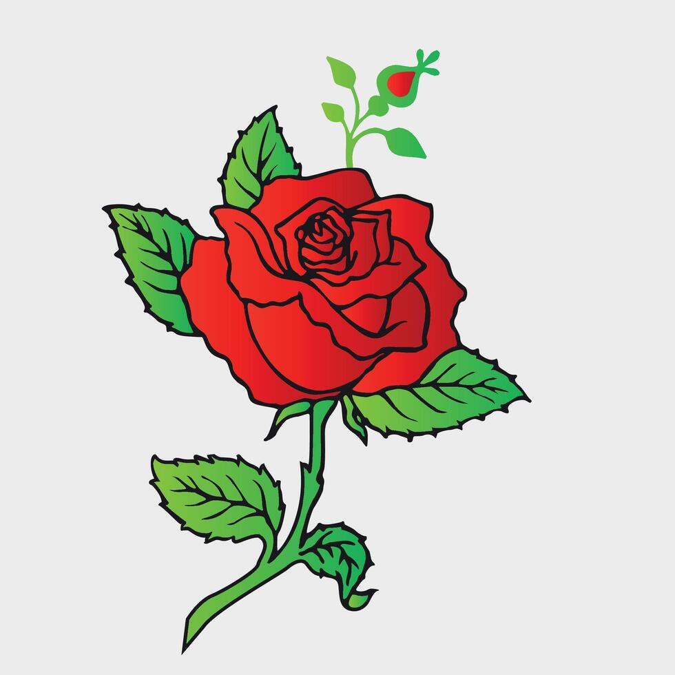rosa, flor, vector, ilustración vector