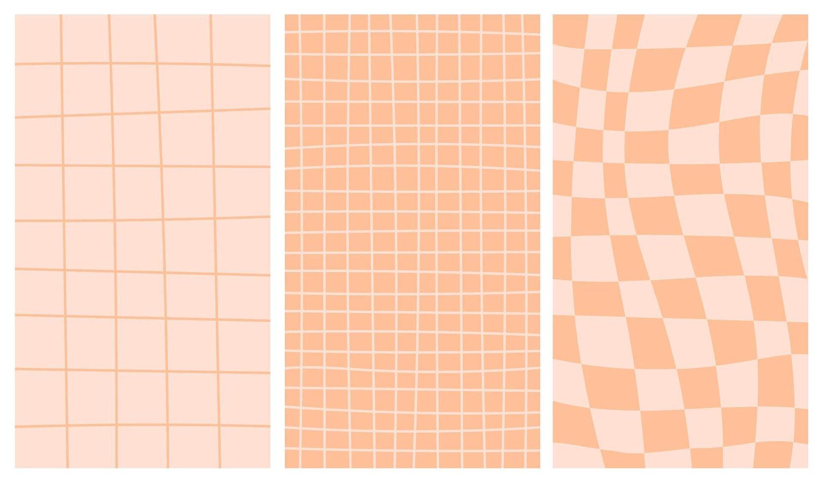 Checkered Peach Fuzz Backgrounds Set vector