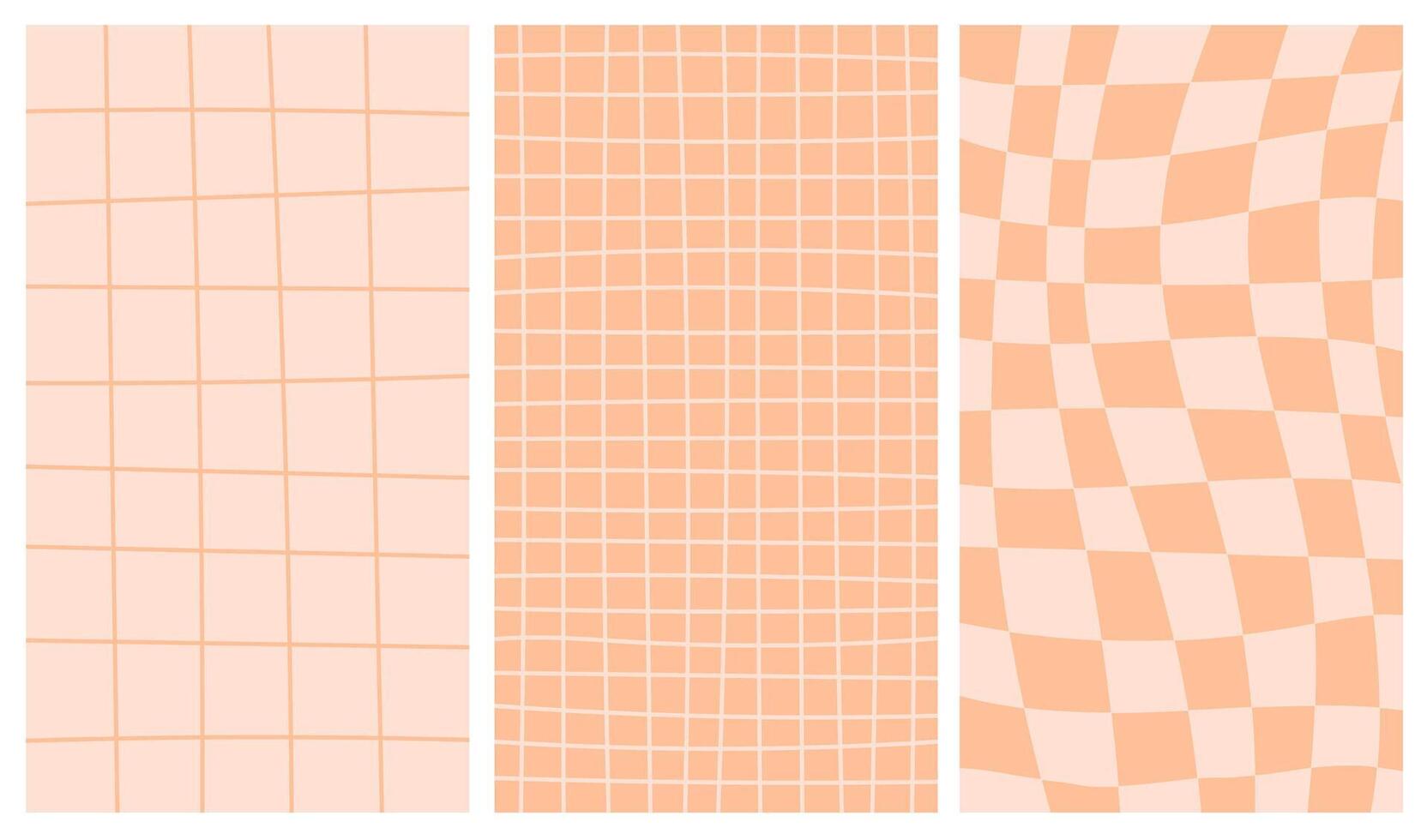 Checkered Peach Fuzz Backgrounds Set vector