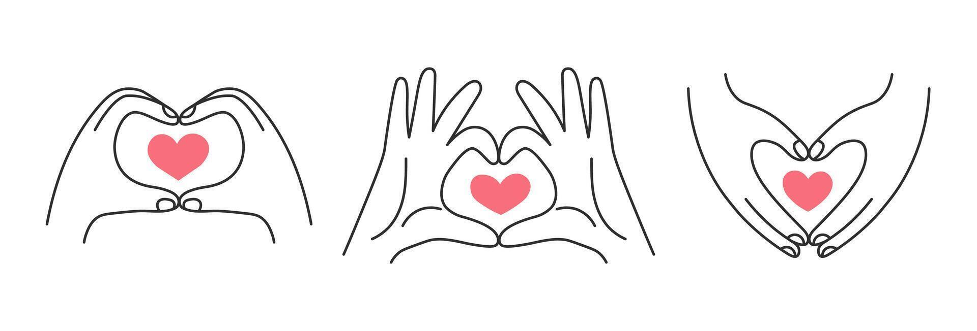 Hand gesture showing love set vector