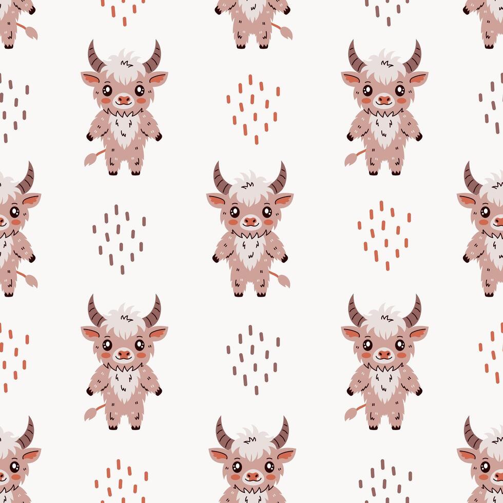 Mythical horned creature seamless pattern vector