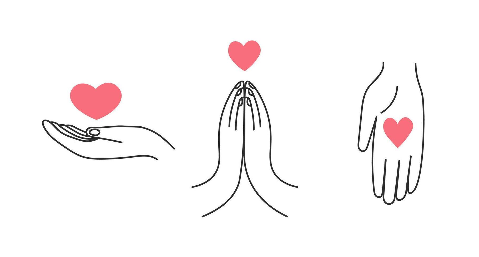 mano señales gesto con corazón conjunto vector