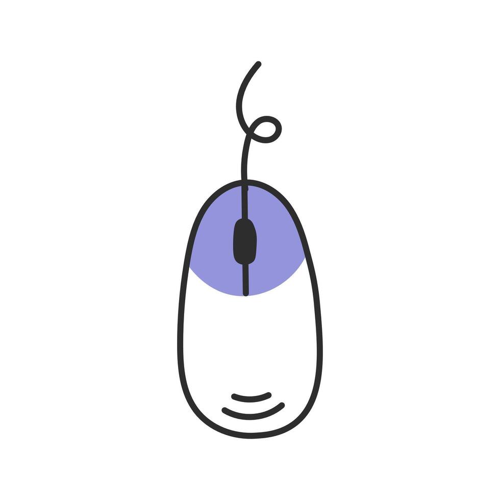 Computer mouse doodle icon vector