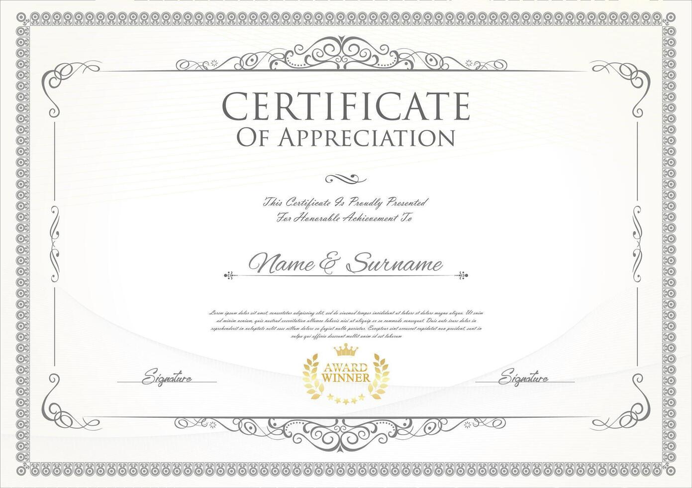 certificado o diploma modelo con decorativo diseño caligrafía elementos vector