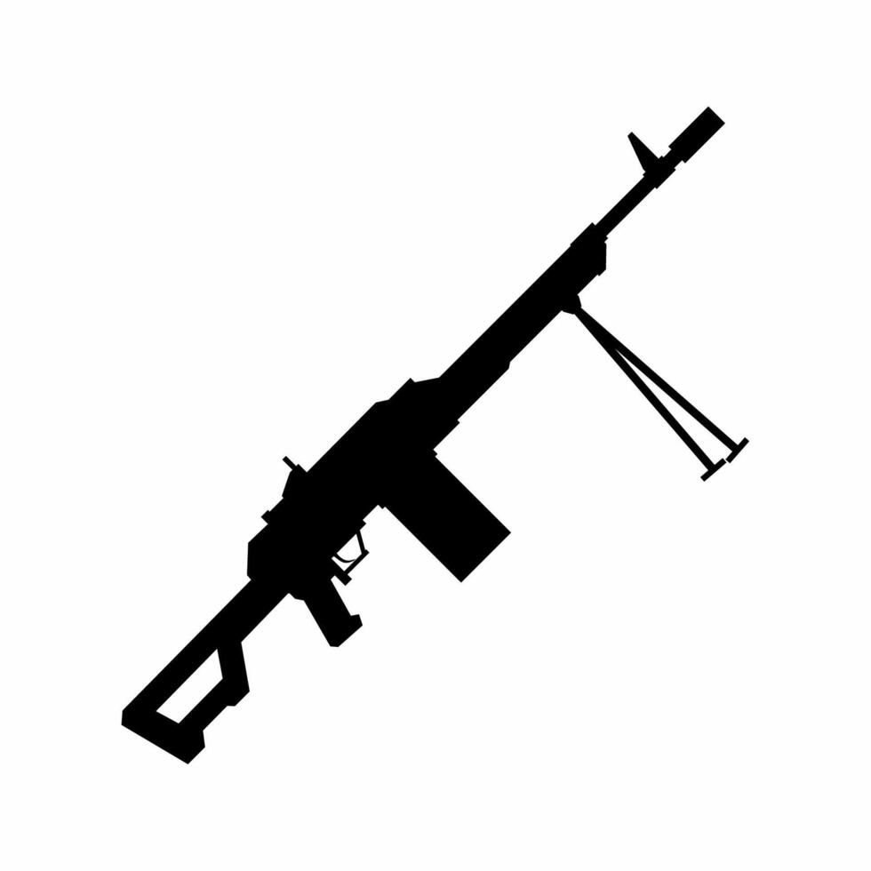 Machine gun silhouette icon vector. Light machine gun silhouette for icon, symbol or sign. Machine gun icon vector for weapon, military, army or war