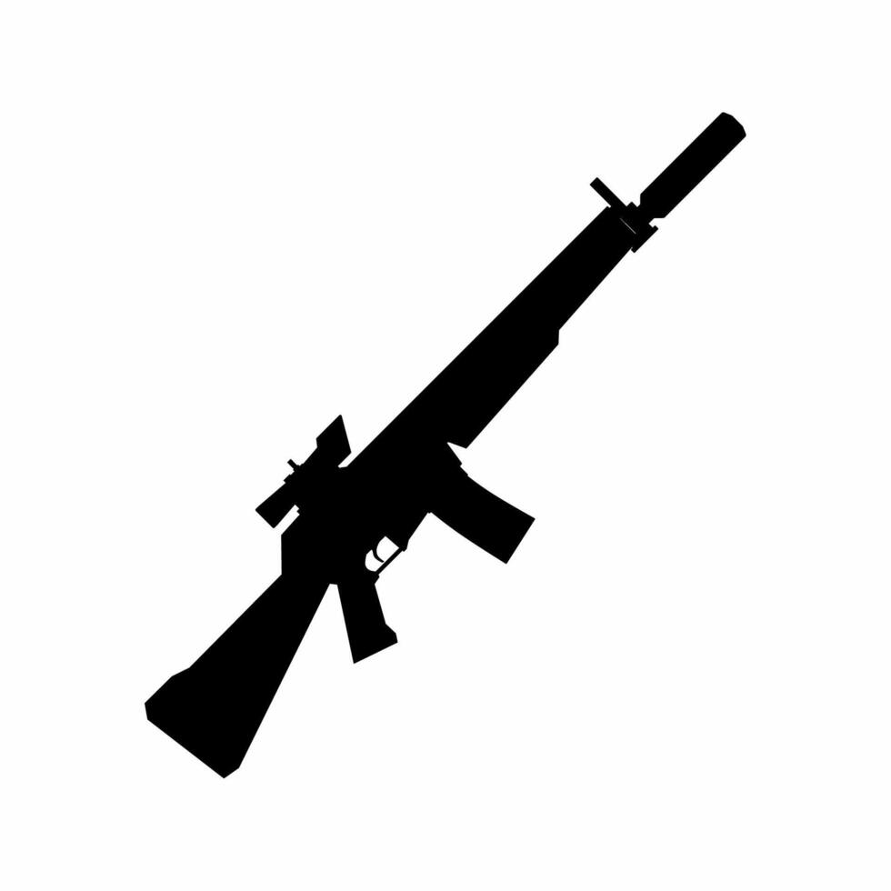 Assault rifle silhouette icon vector. Rifle gun silhouette for icon, symbol or sign. Rifle icon vector for weapon, military, army , arsenal or war