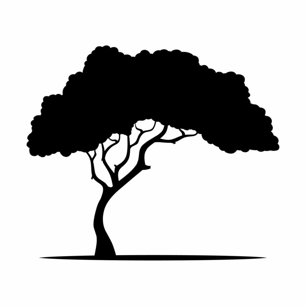 africano árbol silueta icono vector. sabana árbol silueta para icono, símbolo o signo. africano árbol icono para naturaleza paisaje, ilustración o bosque vector