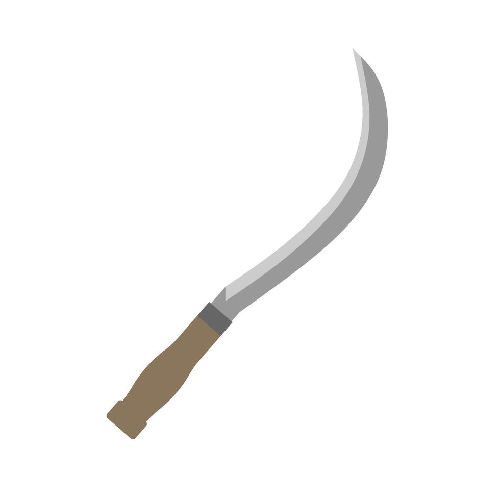sickle flat design vector illustration. garden farming tools sickle shovel rake equipment colourful flat design vector art isolated white background