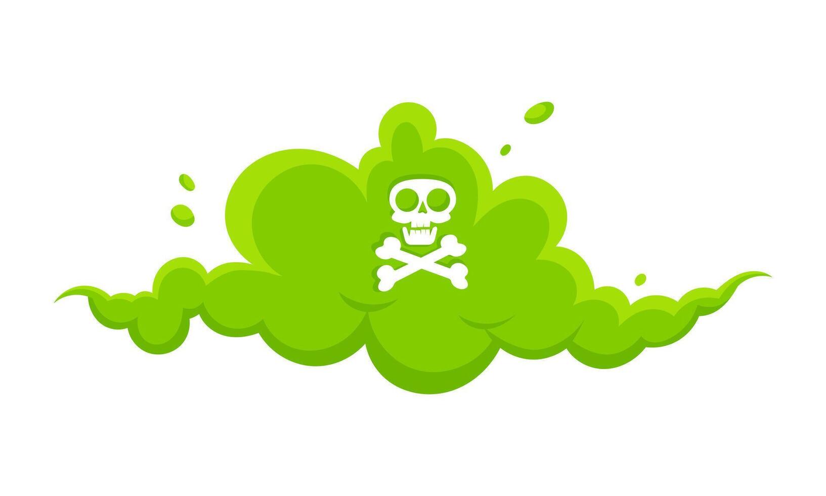 Smelling green cartoon smoke or fart clouds flat style design vector illustration. Bad stink or toxic aroma cartoon smoke cloud isolated on white background.