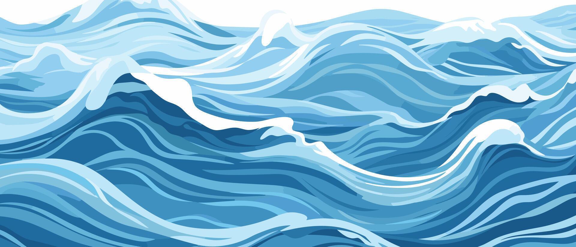 azul ondas y agua salpicaduras olas superficie plano estilo diseño vector ilustración.