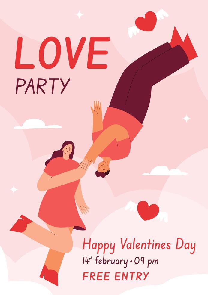 Vector flat valentines day poster or flyer