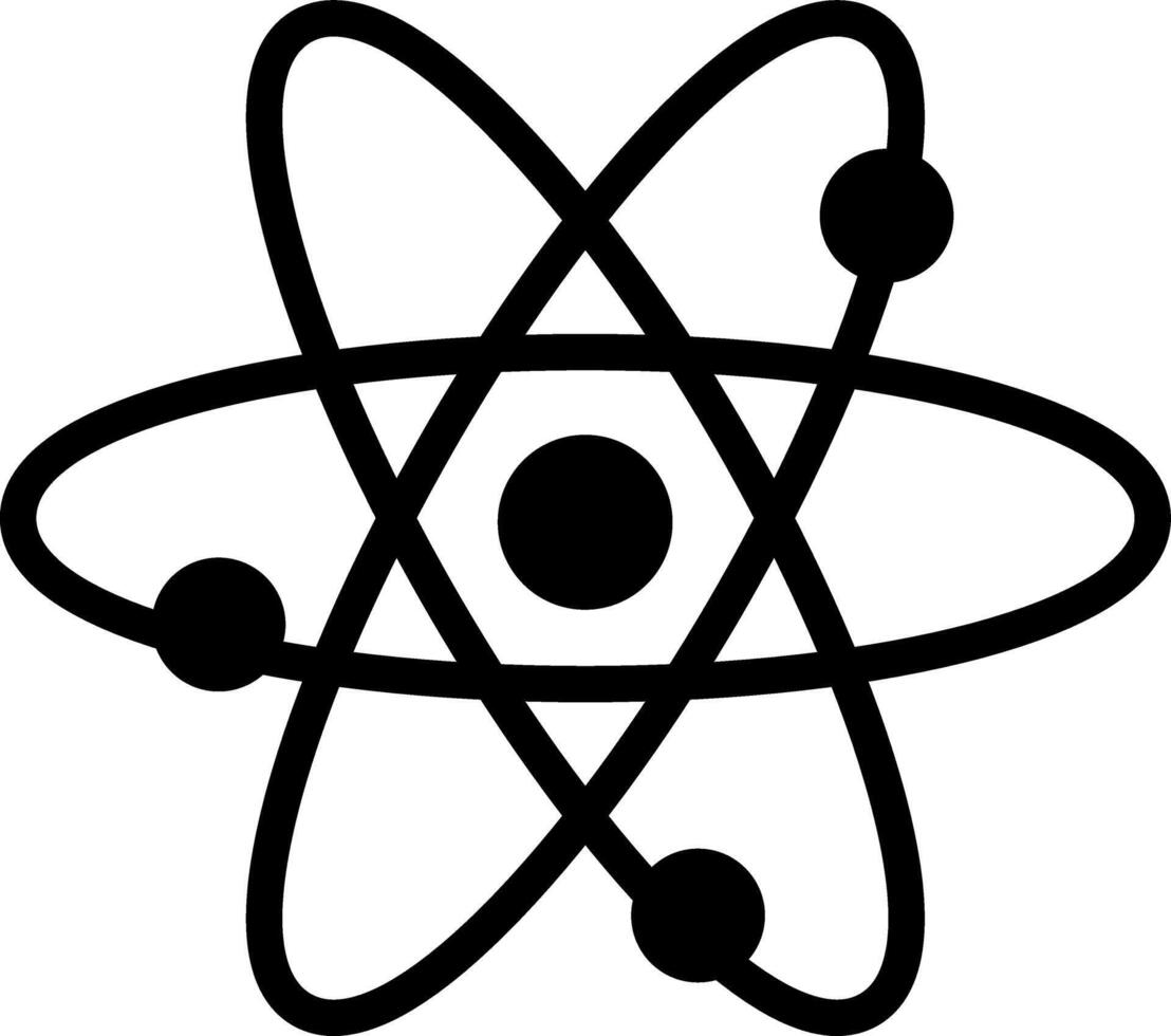 React and Atom Logos with Nuclear and Ion Vectors in Black and White