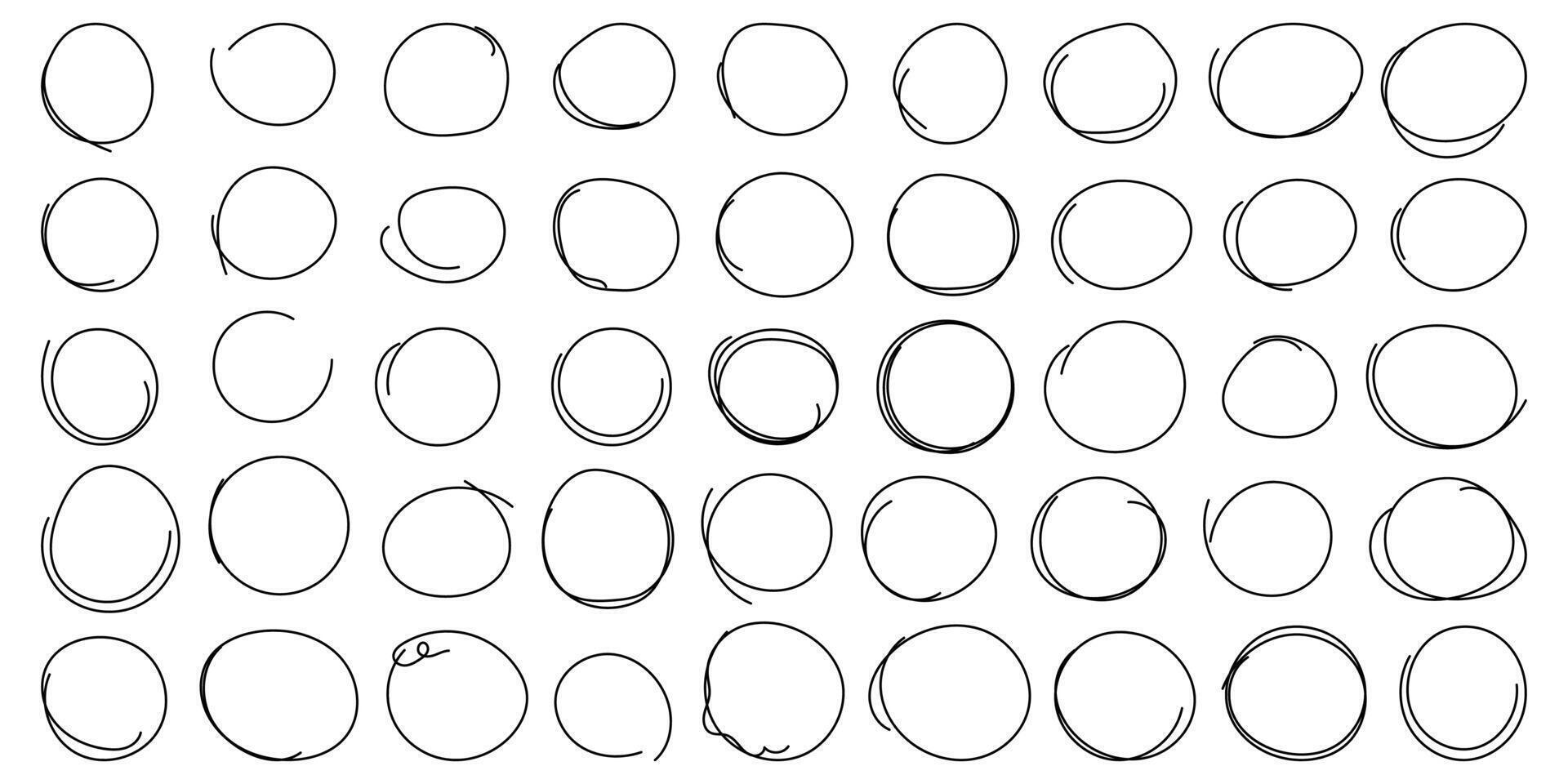 Set of cute doodle underline for notes.Hand drawn abstract collection of Circles.Vector illustration.Vector graphic highlight of brush pen. Vector hand drawn underline for note