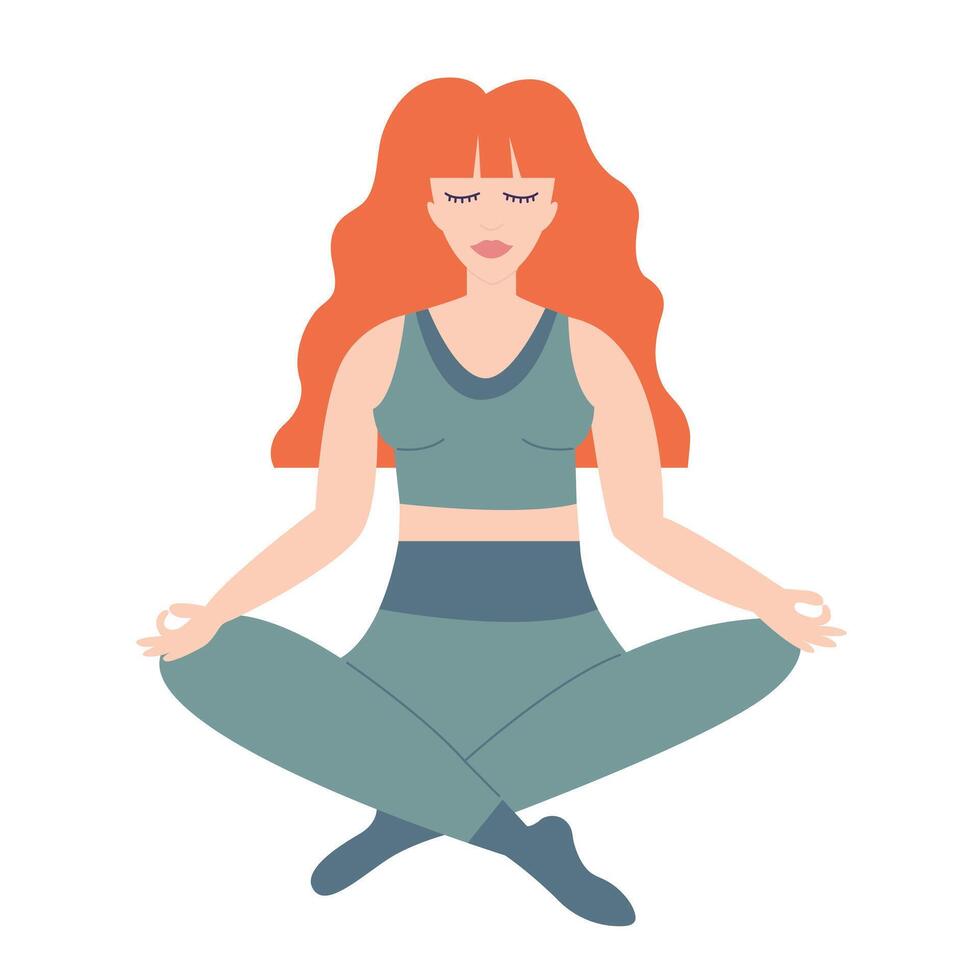 mujer sentado en yoga loto actitud vector clipart